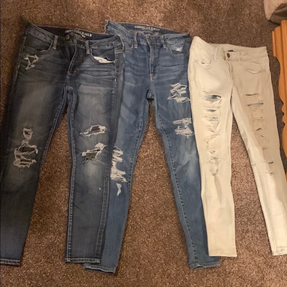 Distressed Blue Jeans Trio
